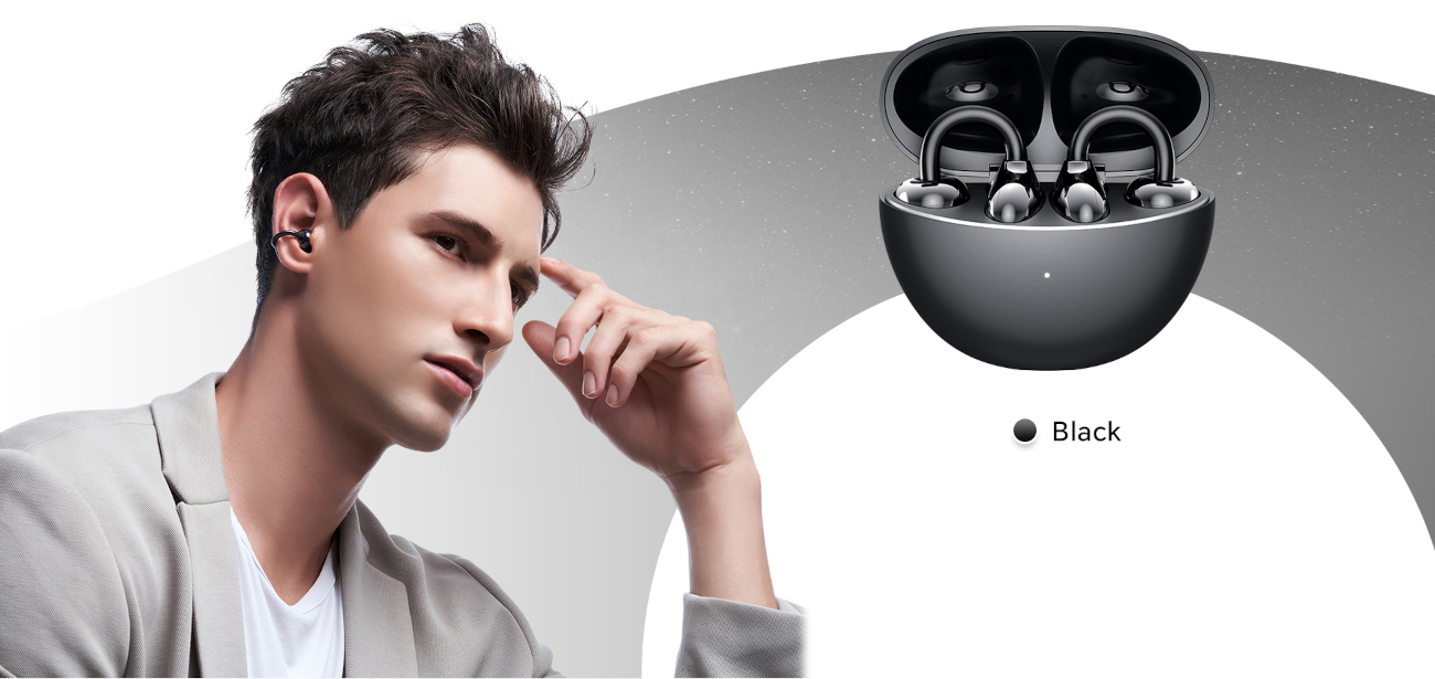 HONOR CHOICE Earbuds Clip — zbliżenie na gradientowy połysk i gładkie wykończenie etui